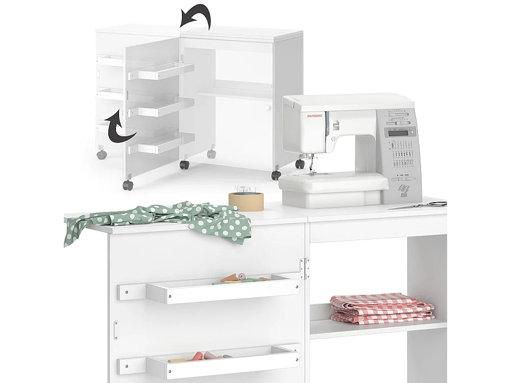 La table de couture blanc 118x40x77.5 carmen