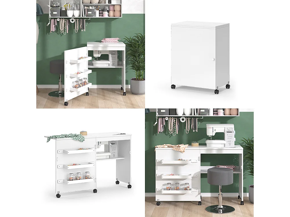 La table de couture blanc 118x40x77.5 carmen