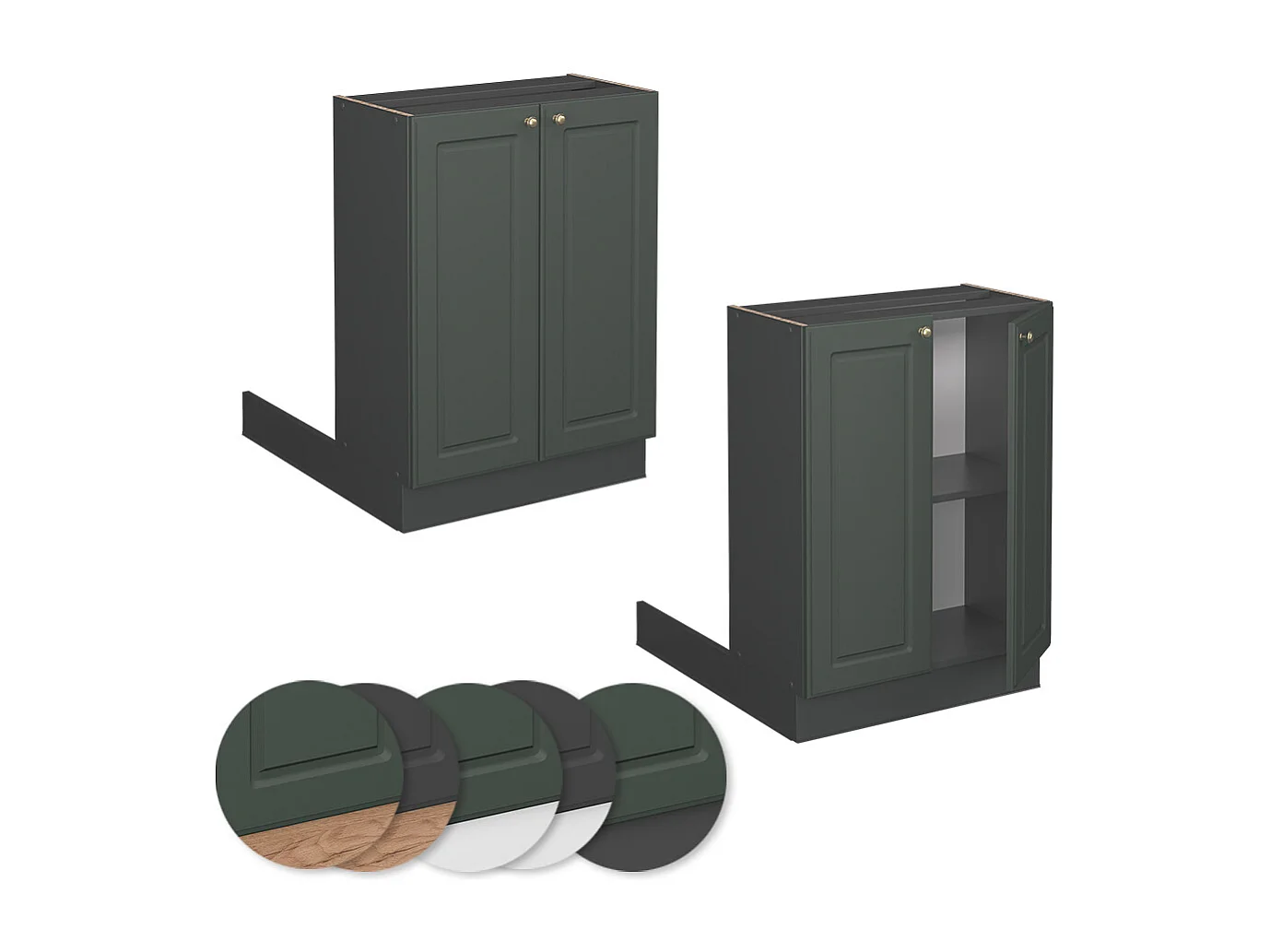 Kücheninsel grün-gold landhaus 60x70x82 fame-line