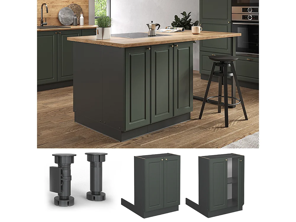 Îlot de cuisine vert or campagne 60x70x82 fame-line