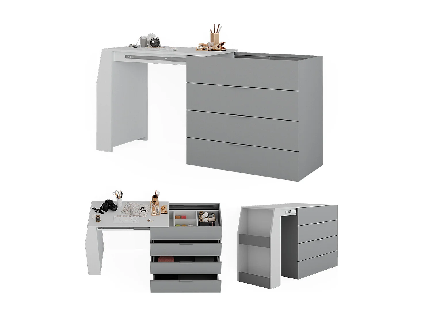 Basteltisch grau 95.5x47x80 iva