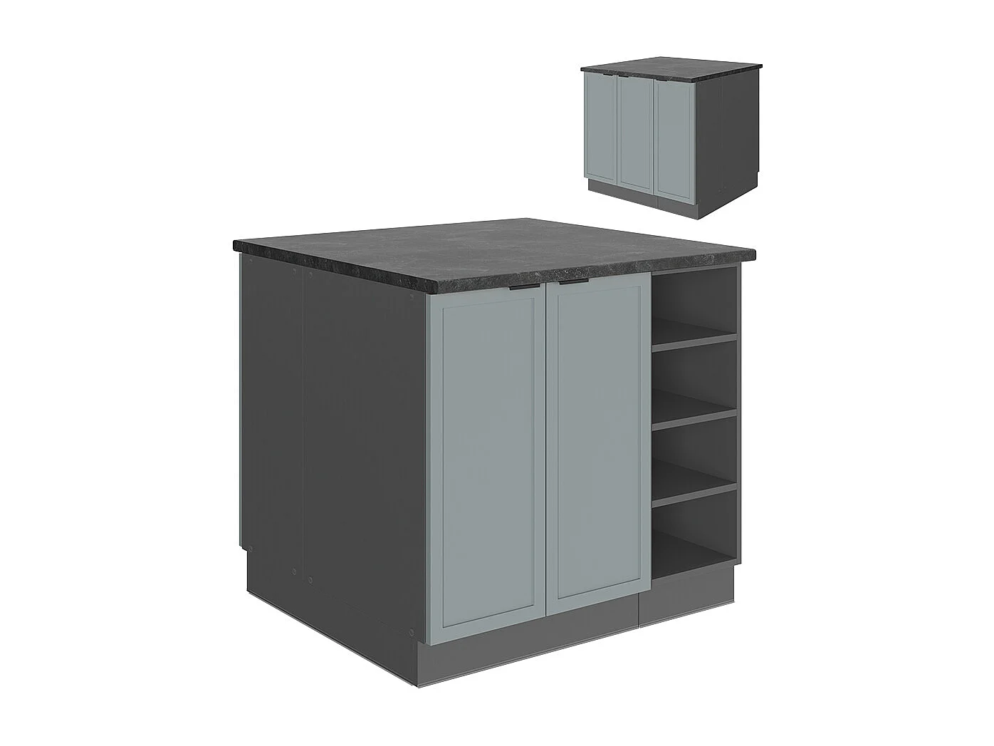 Îlot de cuisine bleu clair-gris 90x60x82 fame-line