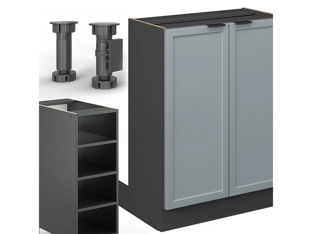 Îlot de cuisine bleu clair-gris 90x60x82 fame-line