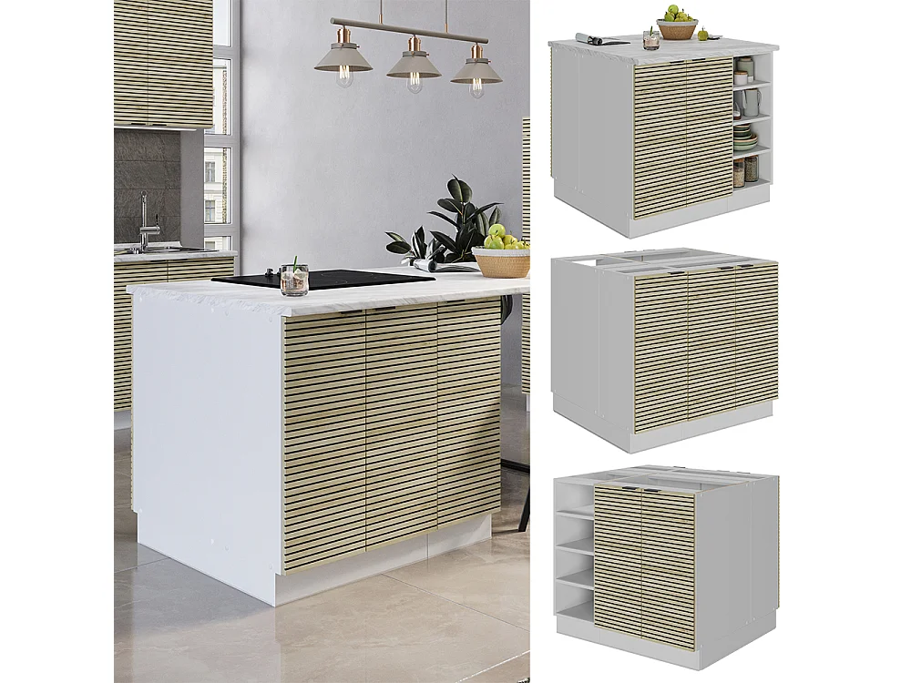 Îlot de cuisine panneau en chêne 90x60x82 fame-line