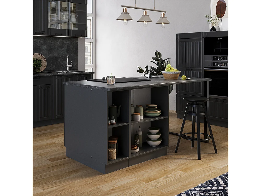 Îlot de cuisine gris foncé 90x60x82 fame-line