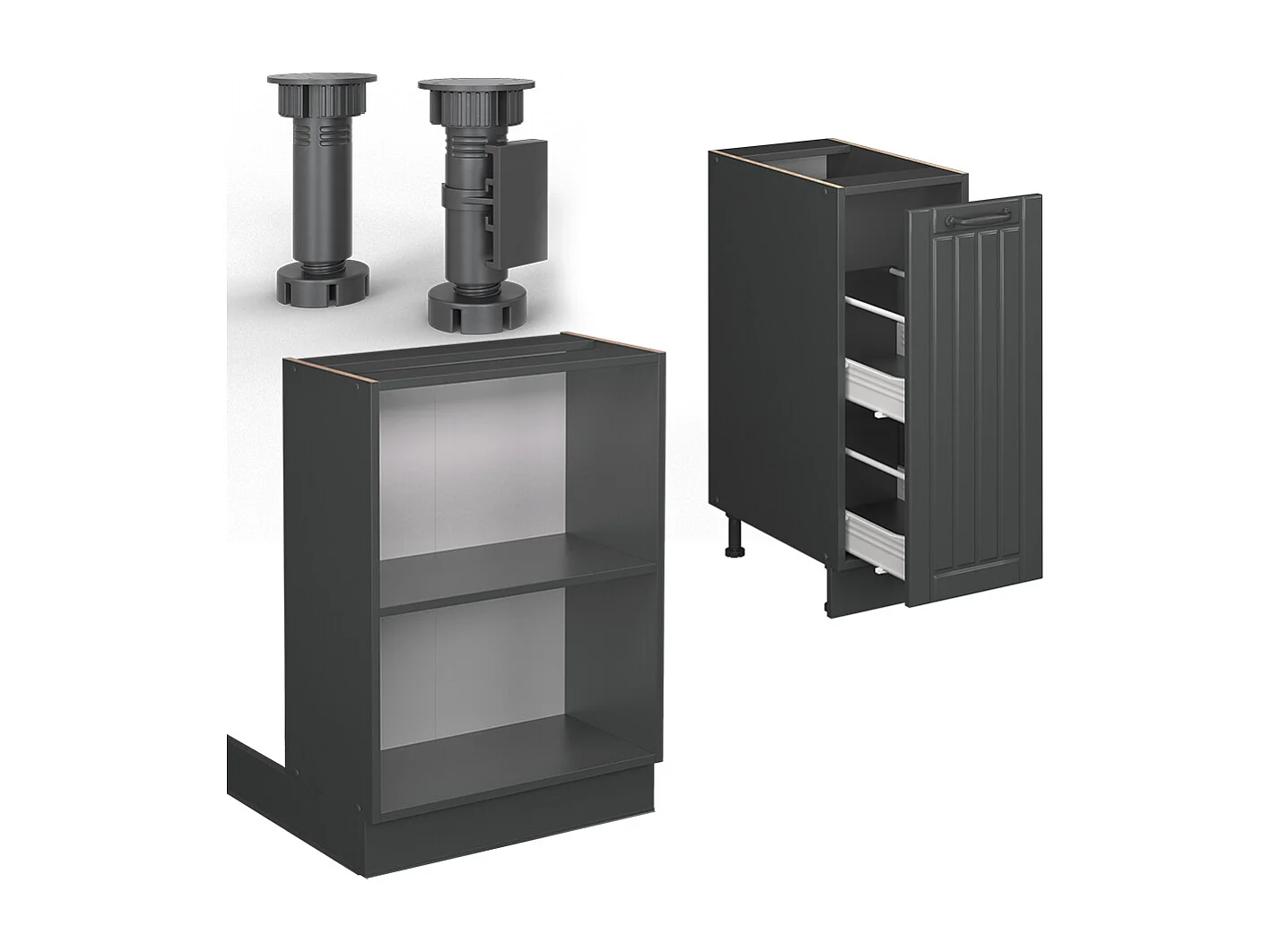 Îlot de cuisine gris foncé 90x60x82 fame-line