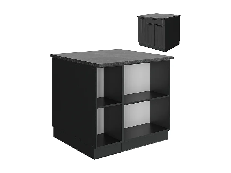Îlot de cuisine gris foncé 90x60x82 fame-line