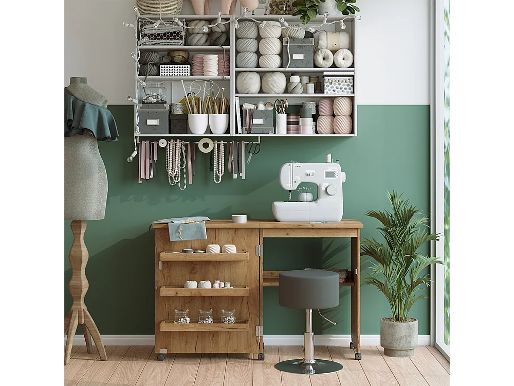 Tavolo da cucito rovere 118x40x77.5 carmen