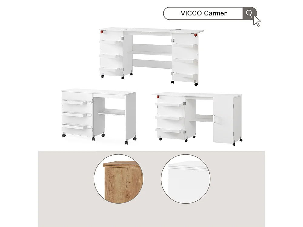 table de couture chêne 118x40x77.5 carmen