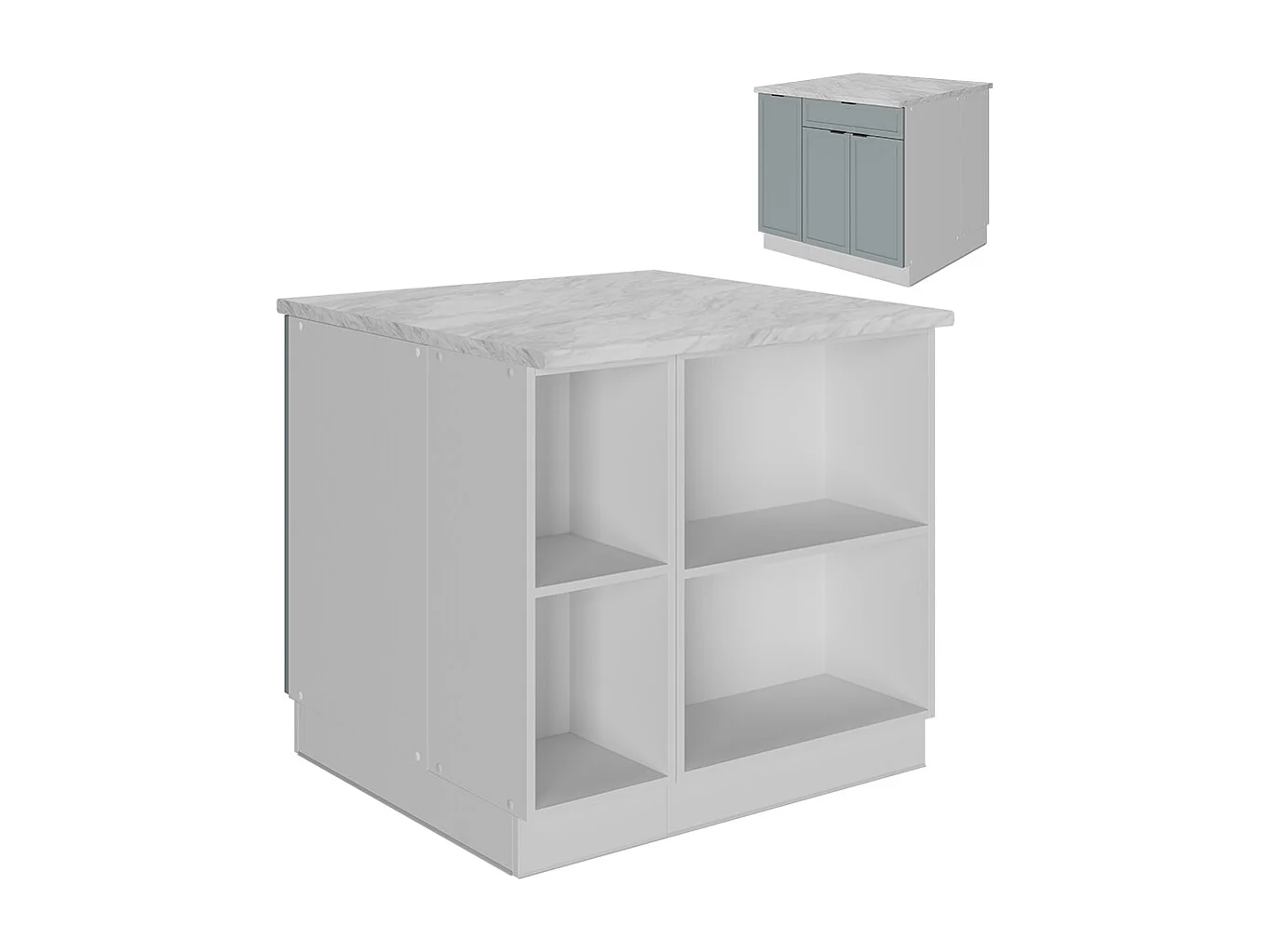 Kücheninsel hellblau-grau 90x60x82 fame-line