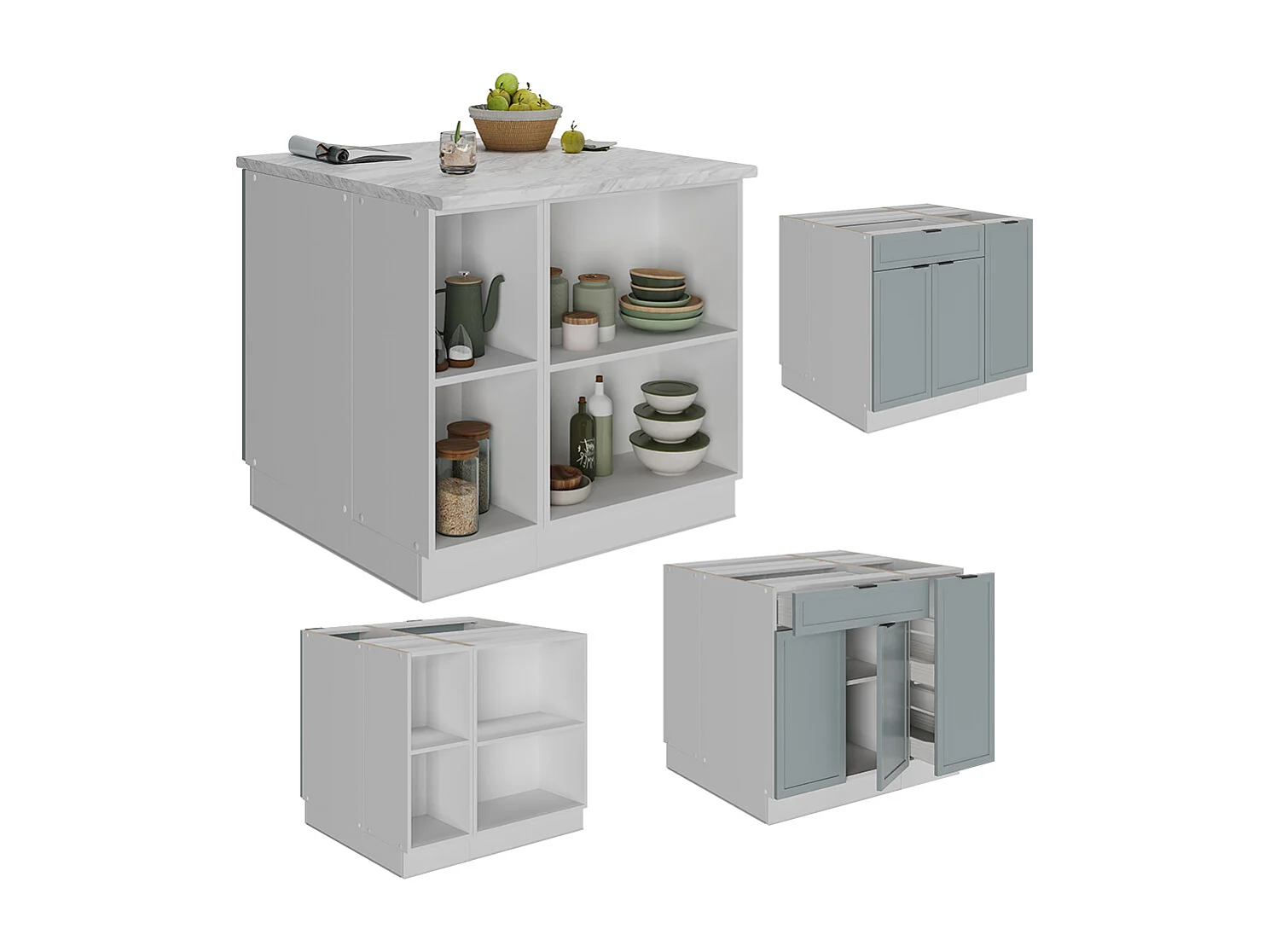 Kücheninsel hellblau-grau 90x60x82 fame-line