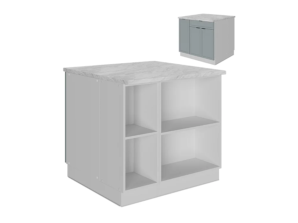 Îlot de cuisine bleu clair-gris 90x60x82 fame-line