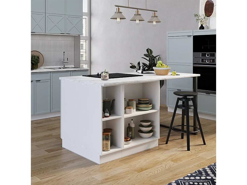 Isla de cocina azul claro-gris 90x60x82 fame-line