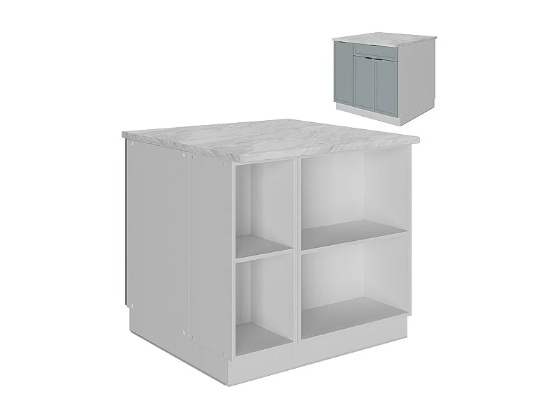 Îlot de cuisine bleu clair-gris 90x60x82 fame-line