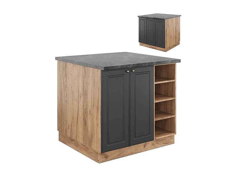 Wyspa kuchenna antracyt/złoty dąb power 90x60x82 fame-line