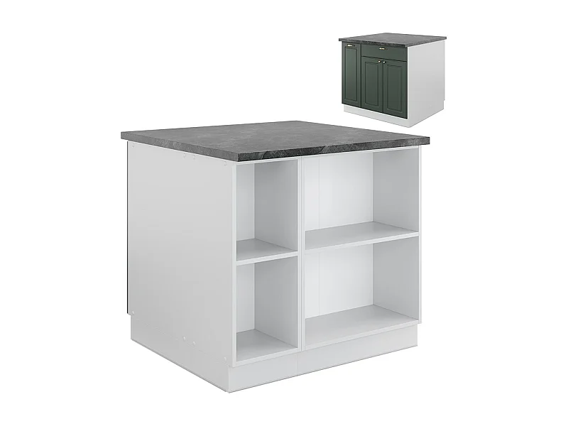 Kücheninsel grün-gold landhaus/weiß 90x60x82 fame-line