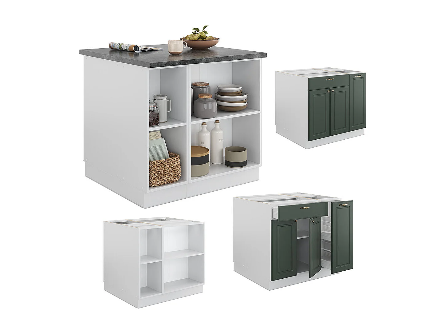 Isola cucina verde-oro country house/bianco 90x60x82 fame-line