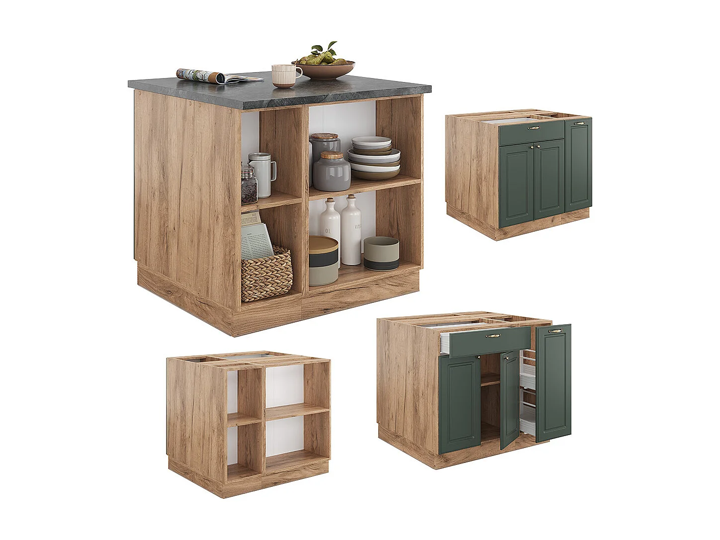 Isola cucina quercia verde-oro country/oro power 90x60x82 fame-line