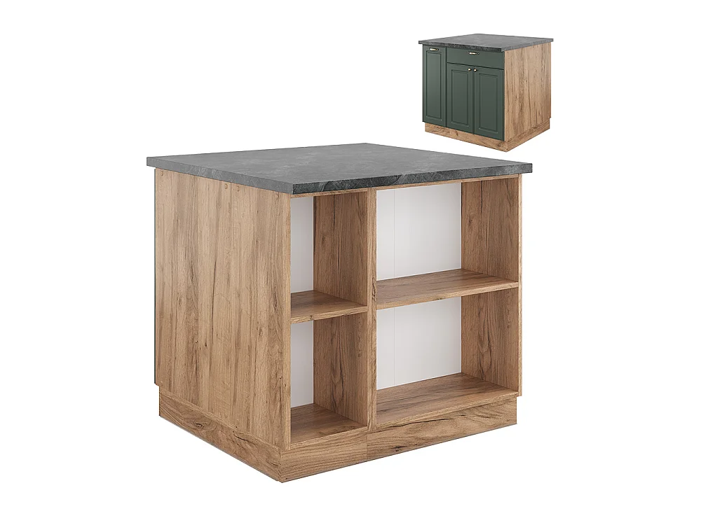Îlot de cuisine chêne vert et or/chêne doré 90x60x82 fame-line
