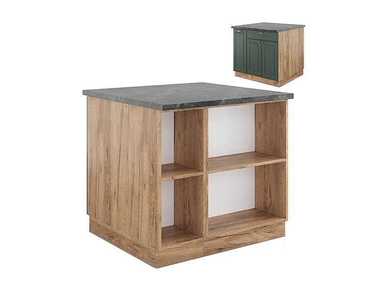 Îlot de cuisine chêne vert et or/chêne doré 90x60x82 fame-line