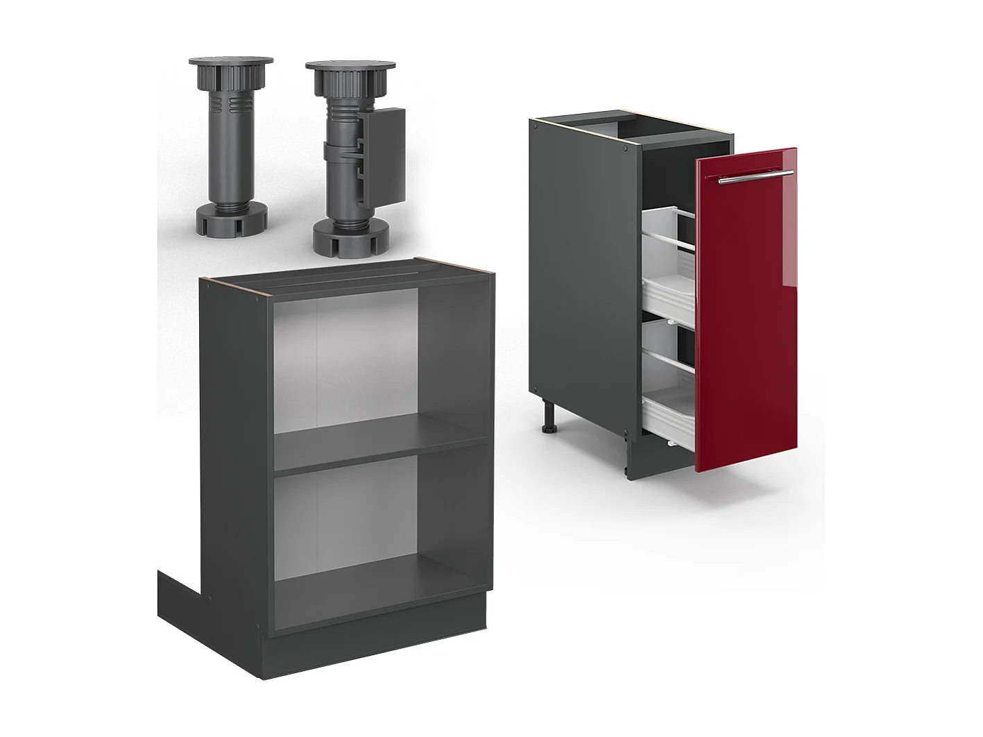 Kücheninsel bordeaux hochglanz/anthrazit 90x60x82 fame-line