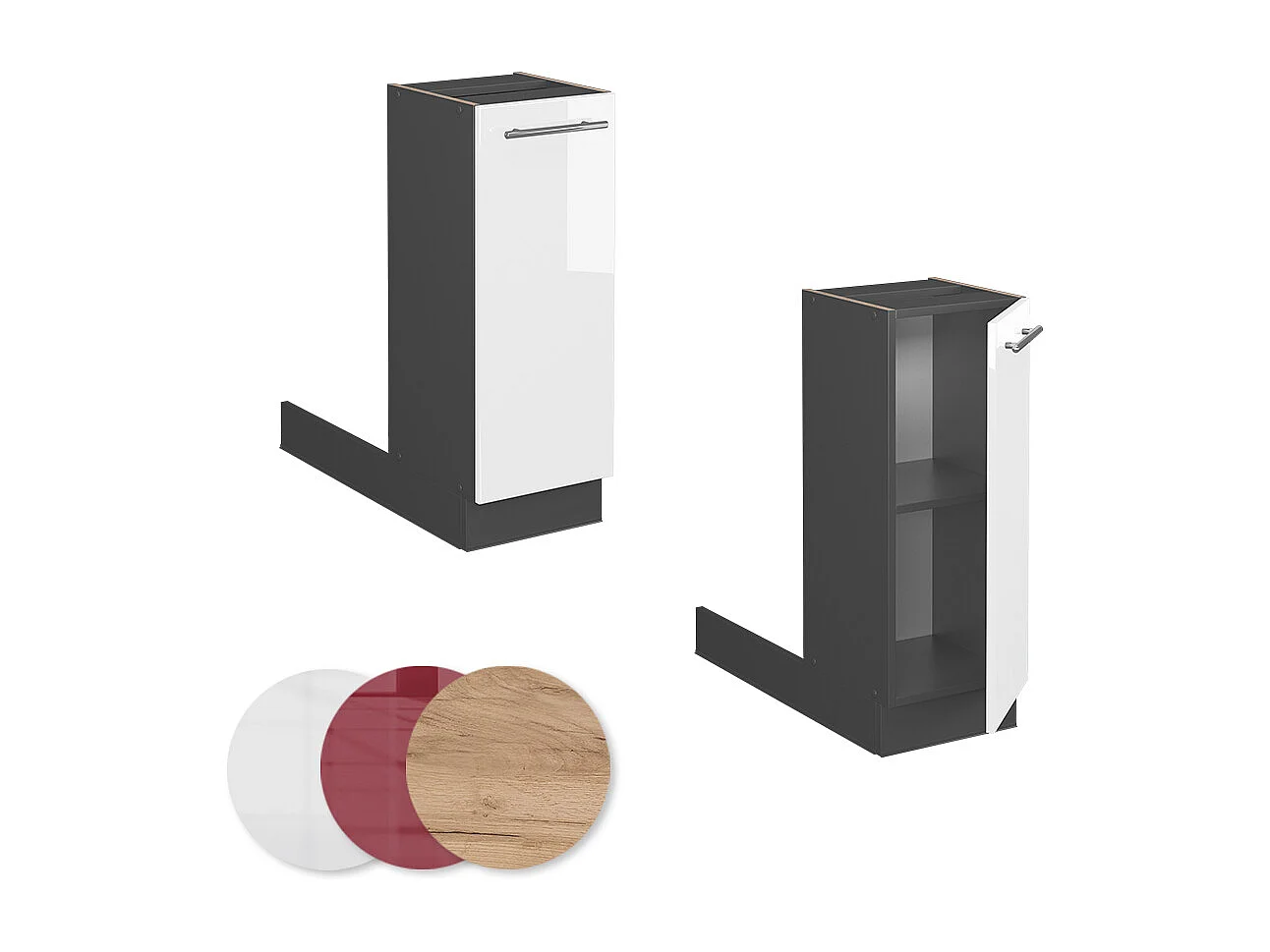 Îlot de cuisine blanc haute brillance 30x70x82 fame-line