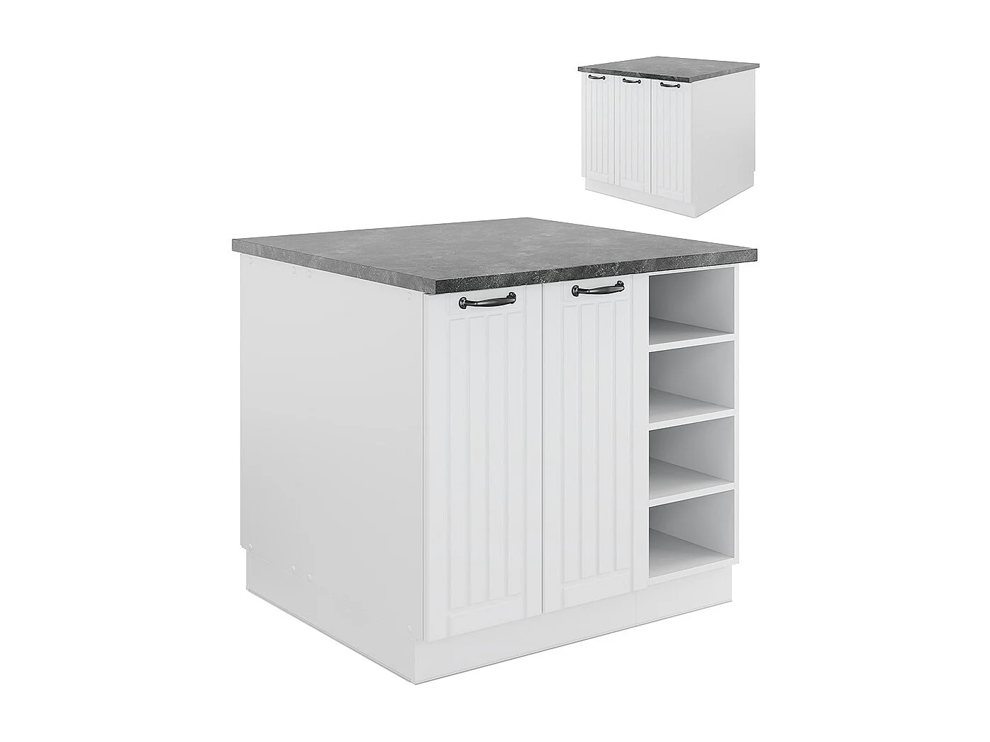 Îlot de cuisine blanc campagne/blanc 90x60x82 fame-line