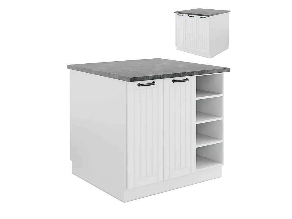 Îlot de cuisine blanc campagne/blanc 90x60x82 fame-line