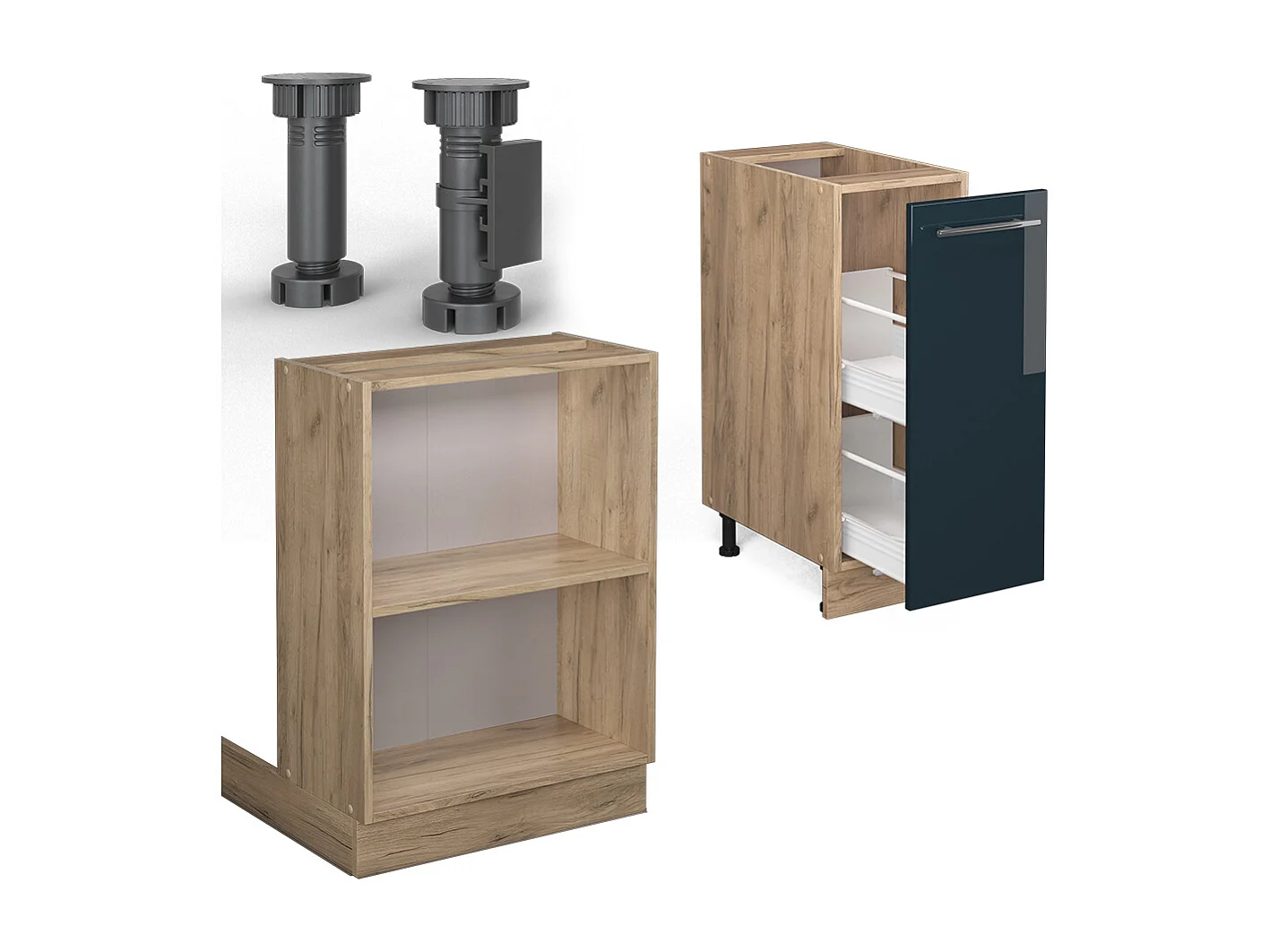 Îlot de cuisine bleu foncé brillant 90x60x82 fame-line