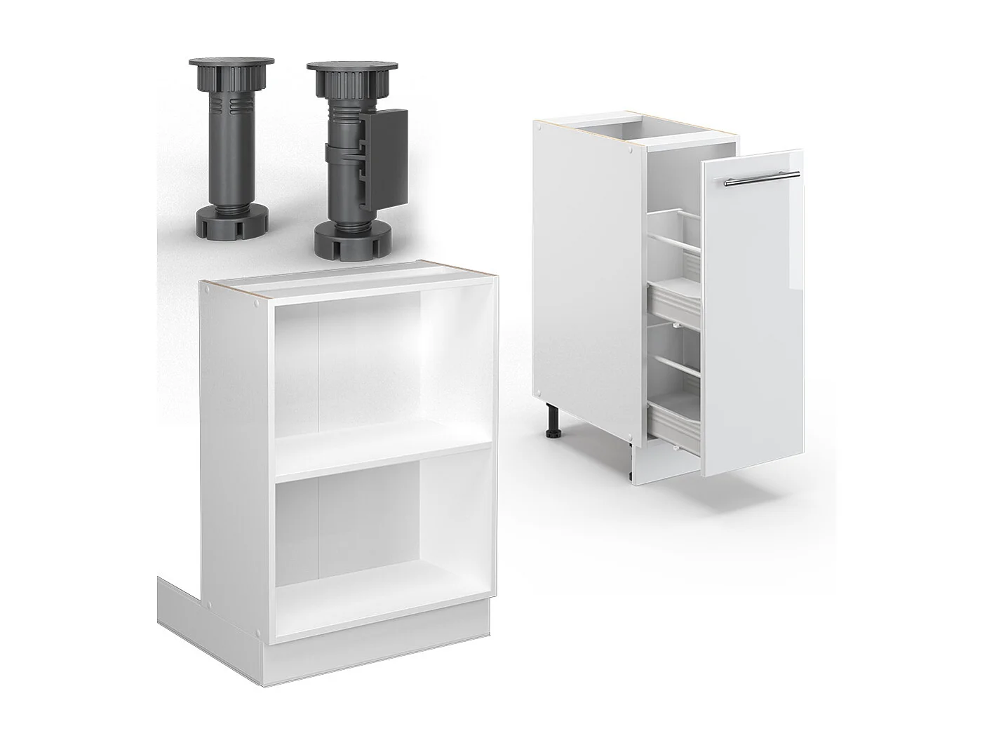 Îlot de cuisine blanc brillant/blanc 90x60x82 fame-line