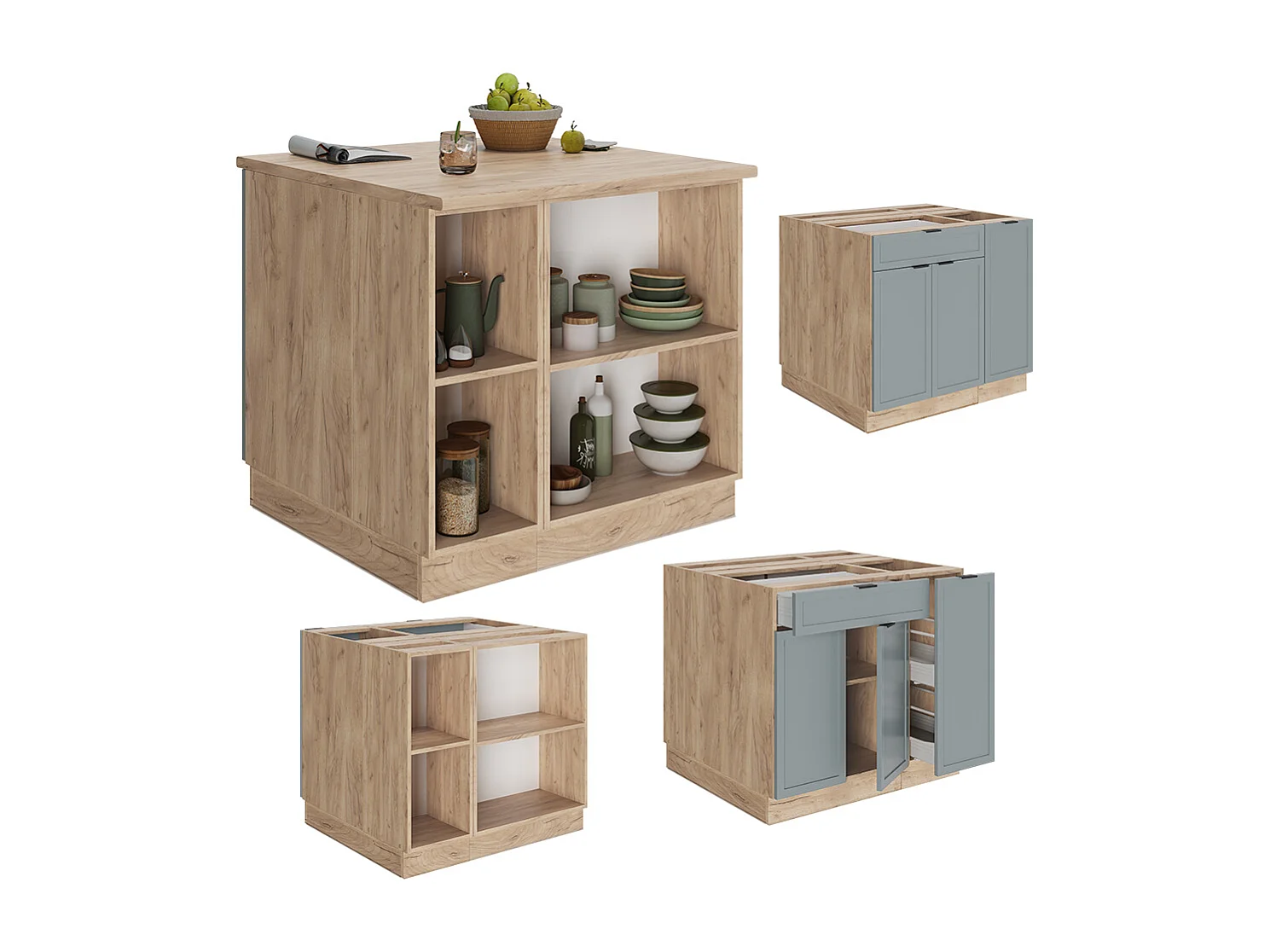 Isola cucina blu-grigio chiaro 90x60x82 fame-line