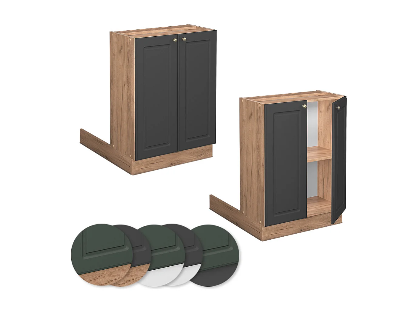 Îlot de cuisine anthracite-or 60x30x82 fame-line