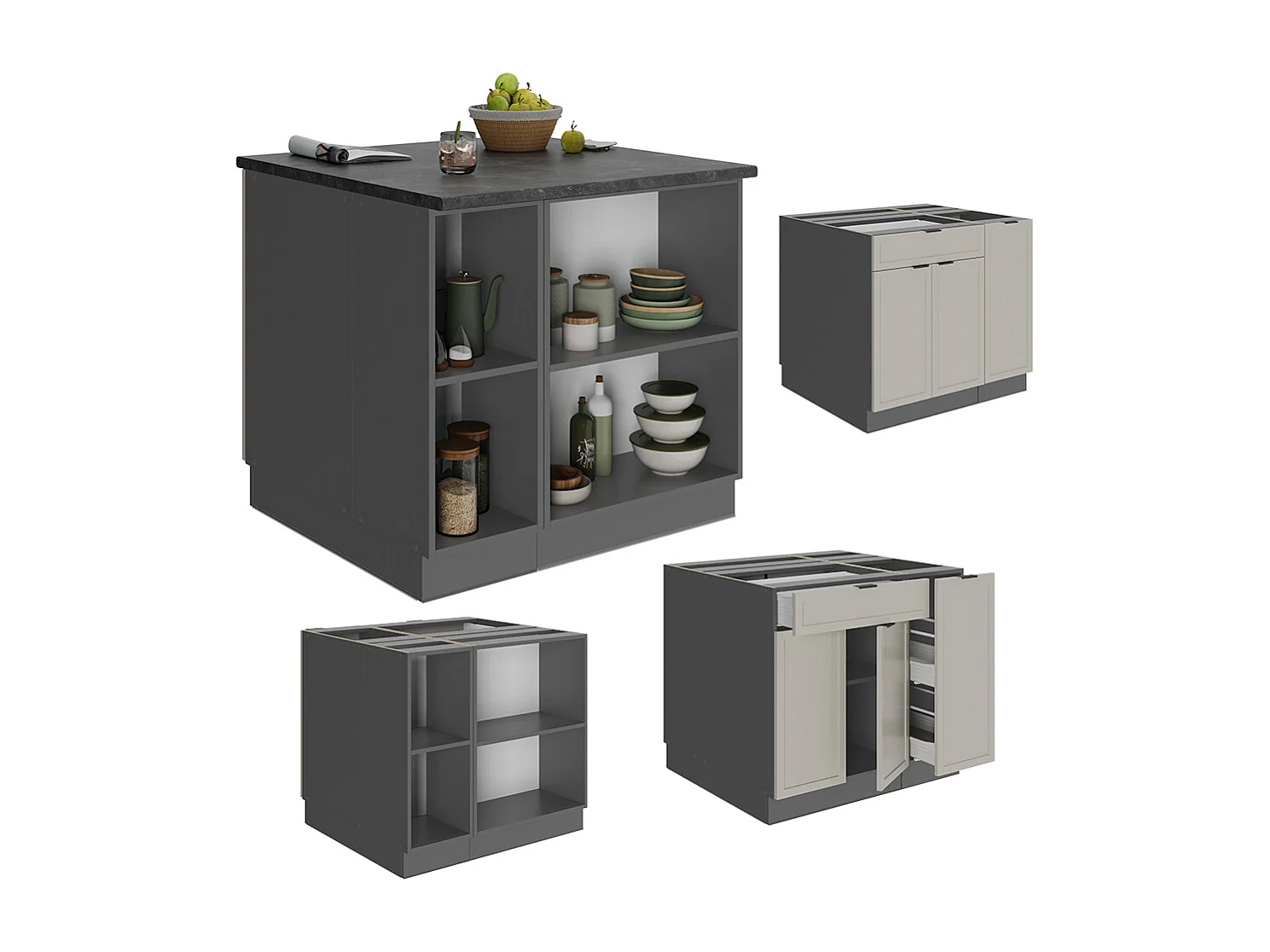 Kücheninsel graubeige 90x60x82 fame-line