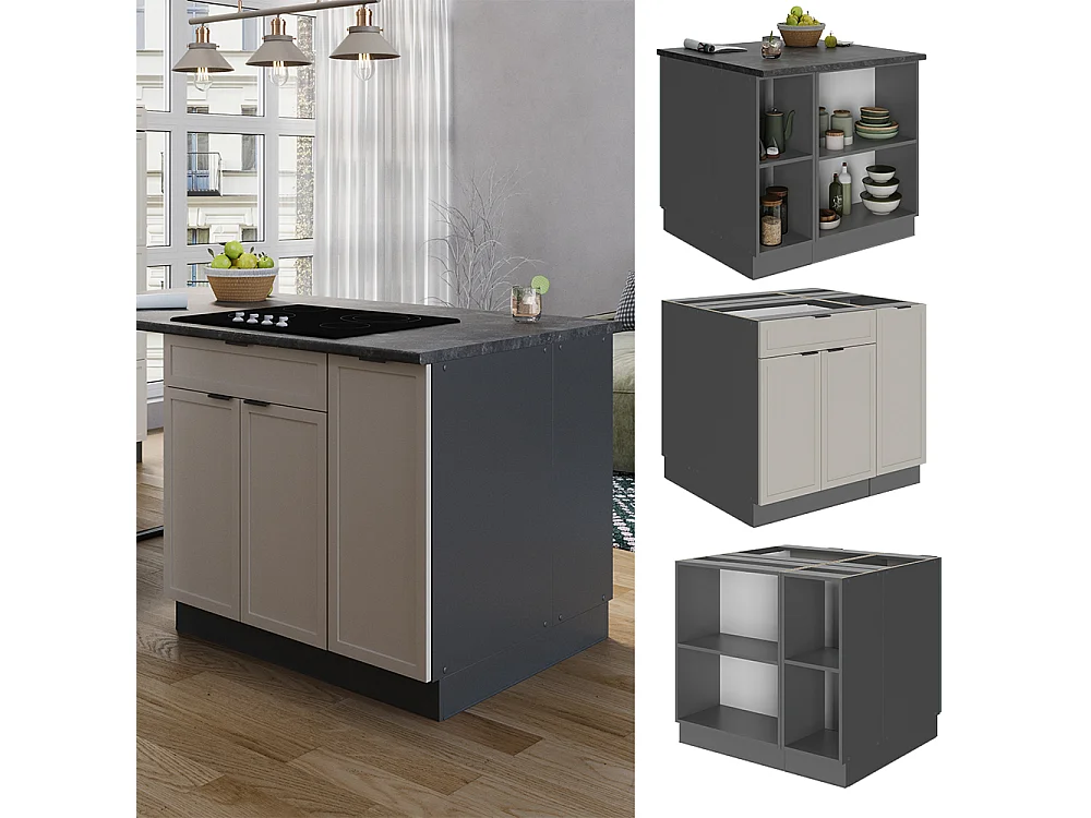 Îlot de cuisine grisbeige 90x60x82 fame-line