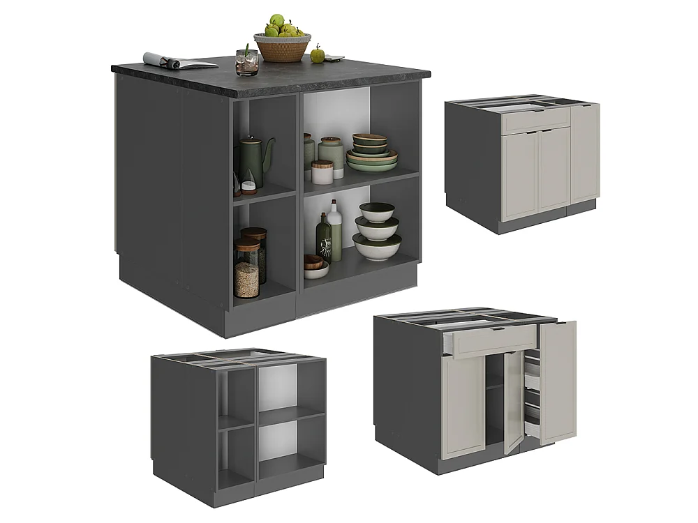 Îlot de cuisine grisbeige 90x60x82 fame-line