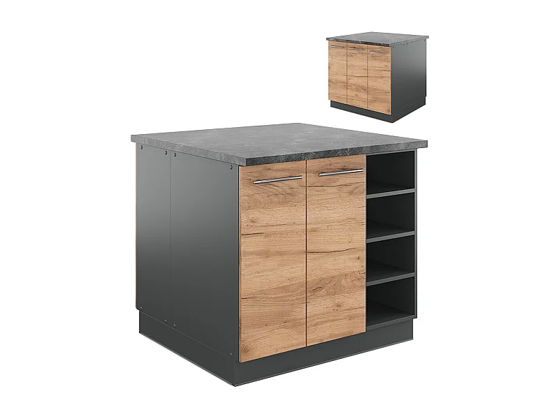 Kücheninsel goldkraft eiche/anthrazit 90x60x82 fame-line