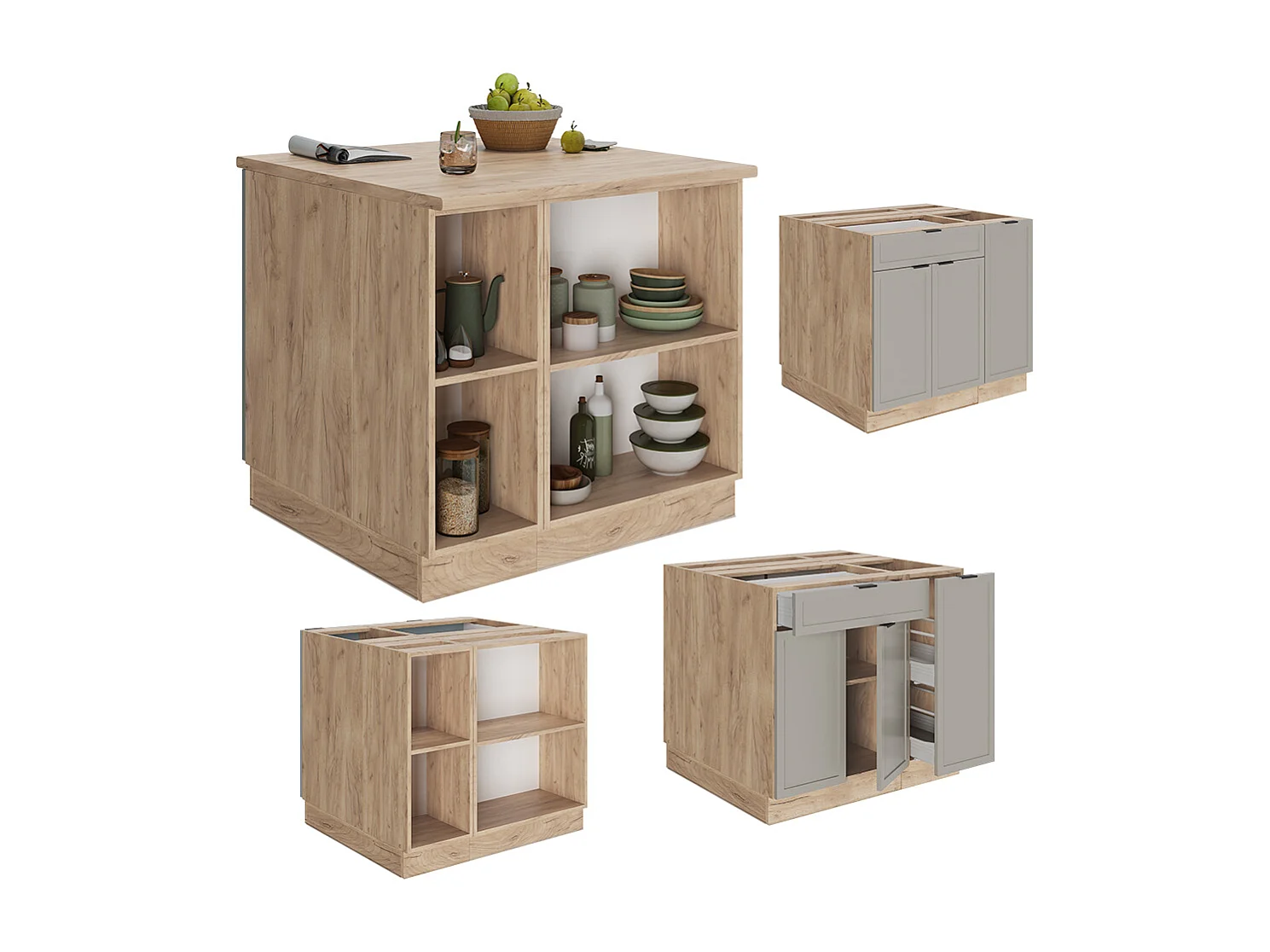 Kücheninsel graubeige 90x60x82 fame-line