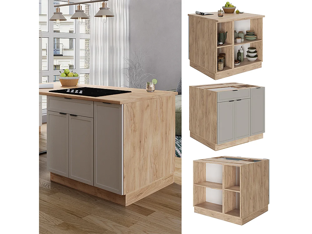 Îlot de cuisine grisbeige 90x60x82 fame-line