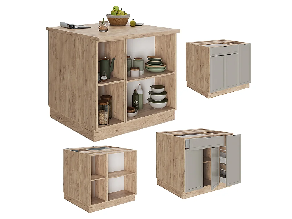 Îlot de cuisine grisbeige 90x60x82 fame-line