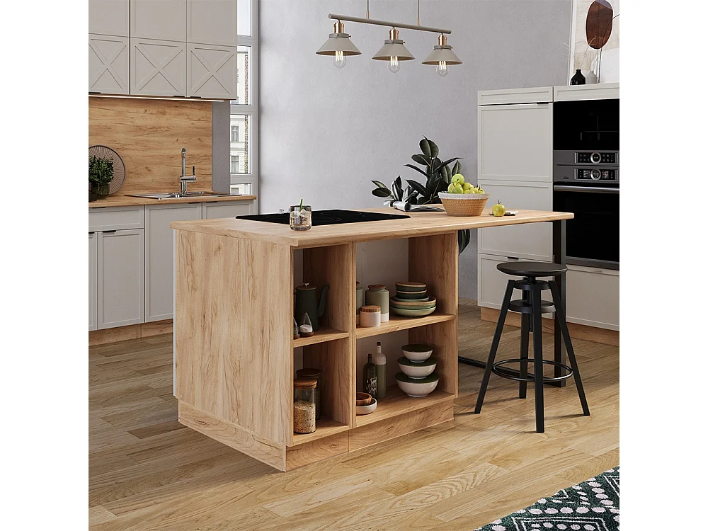 Îlot de cuisine grisbeige 90x60x82 fame-line