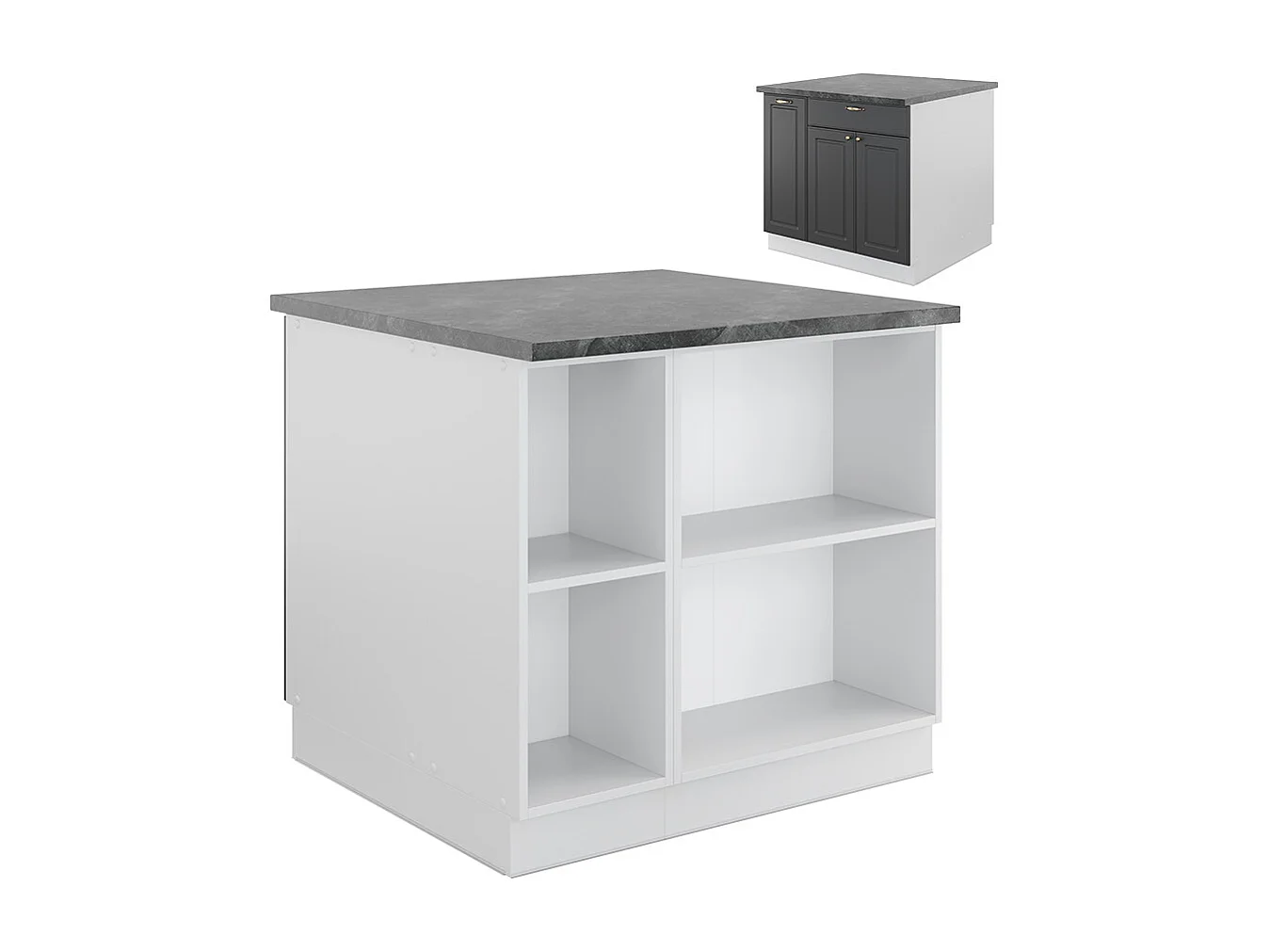 Îlot de cuisine anthracite-or/blanc 90x60x82 fame-line