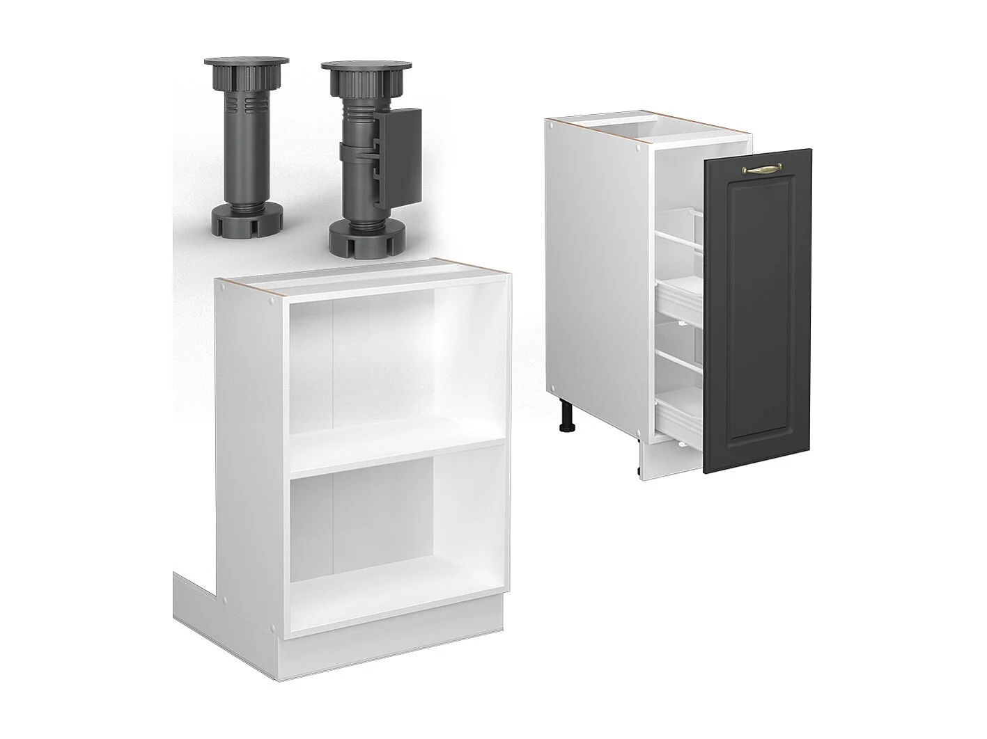 Îlot de cuisine anthracite-or/blanc 90x60x82 fame-line