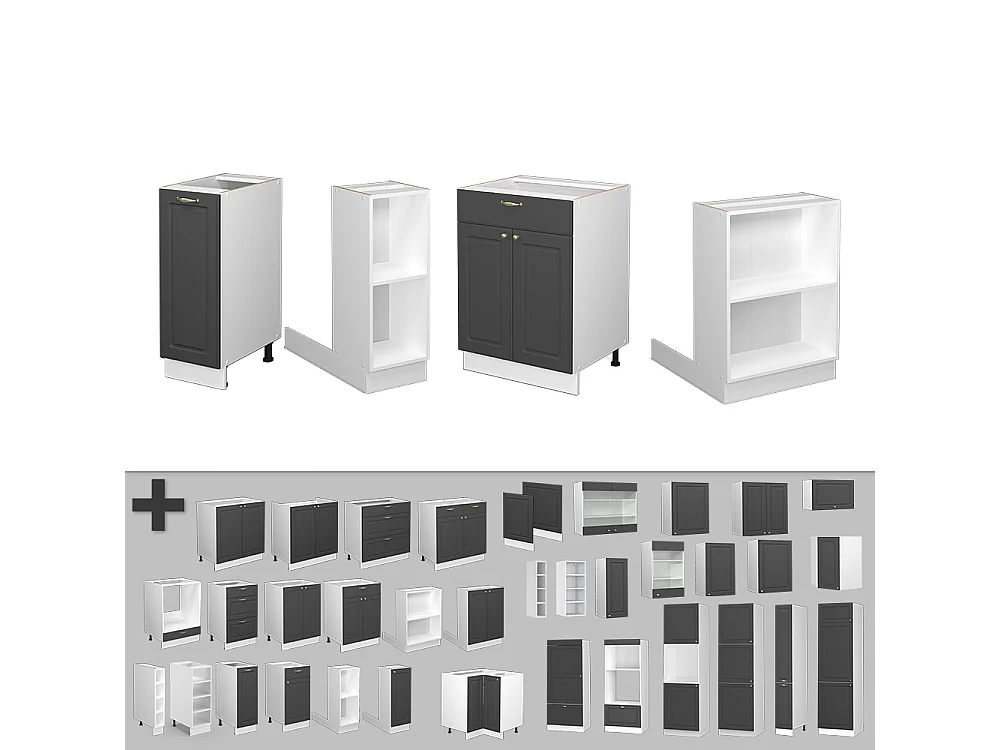 Îlot de cuisine anthracite-or/blanc 90x60x82 fame-line