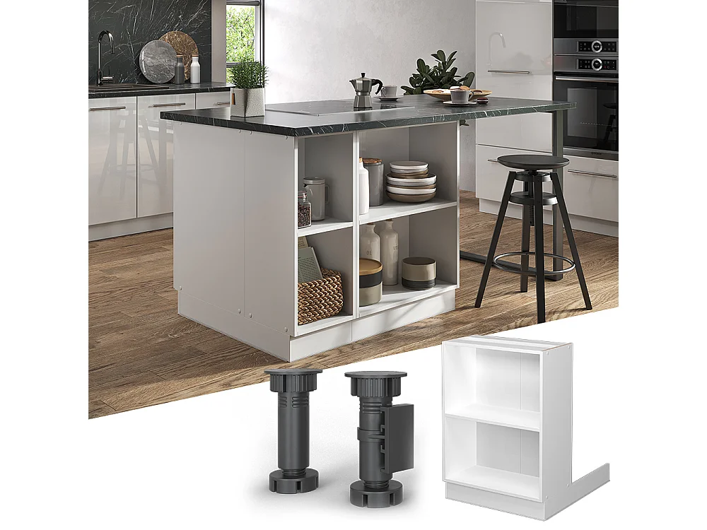 Armário de cozinha com ilha branco 60x30x82 fame-line