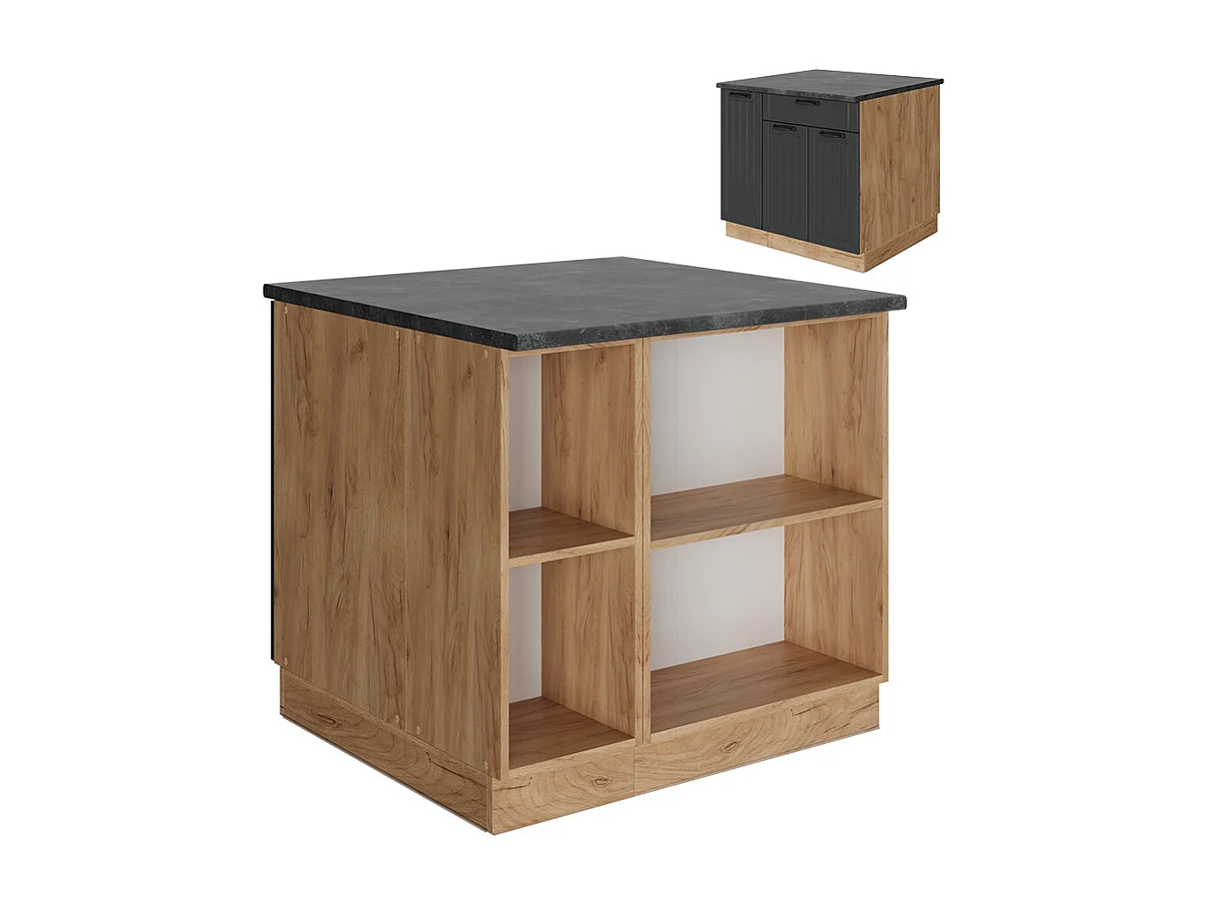 Îlot de cuisine gris foncé 90x60x82 fame-line