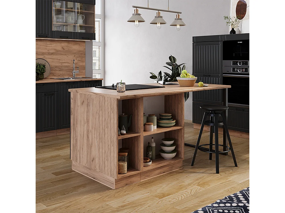 Îlot de cuisine gris foncé 90x60x82 fame-line
