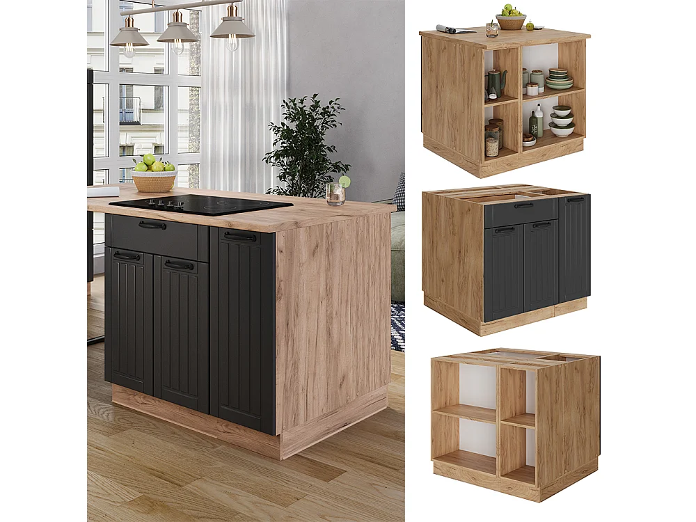 Îlot de cuisine gris foncé 90x60x82 fame-line