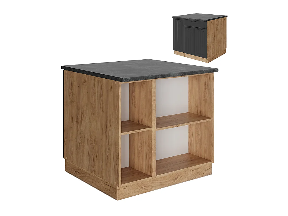 Îlot de cuisine gris foncé 90x60x82 fame-line