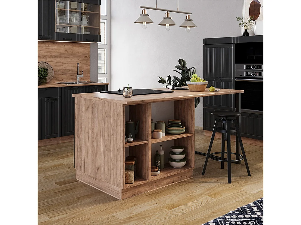 Îlot de cuisine gris foncé 90x60x82 fame-line