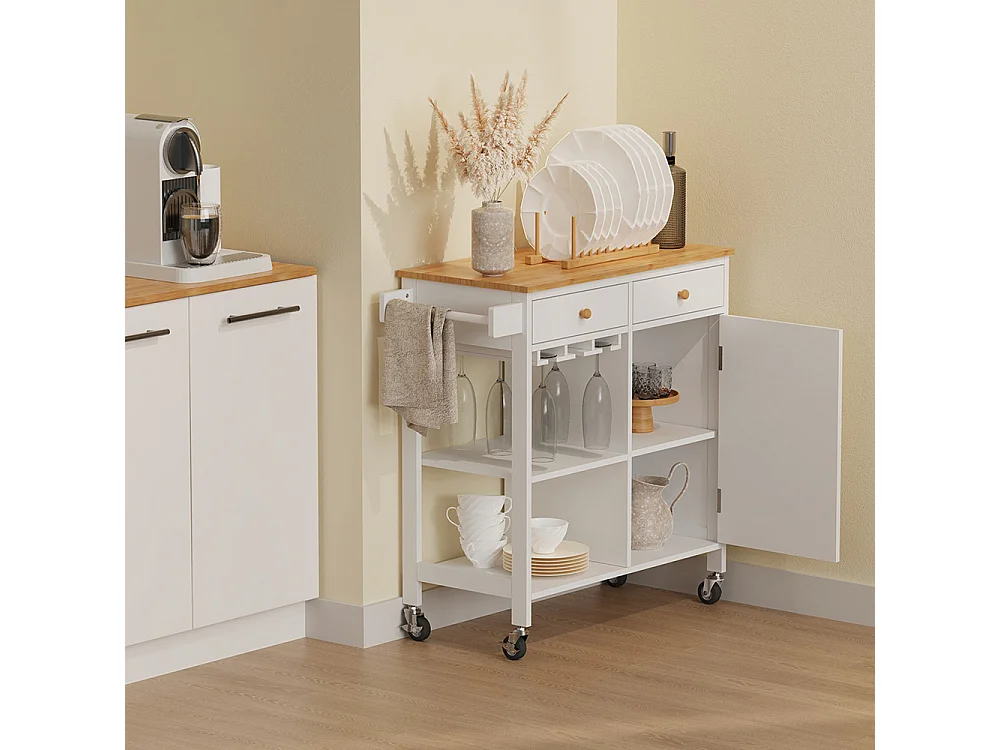 Chariot de cuisine blanc 89x40x87 trayz
